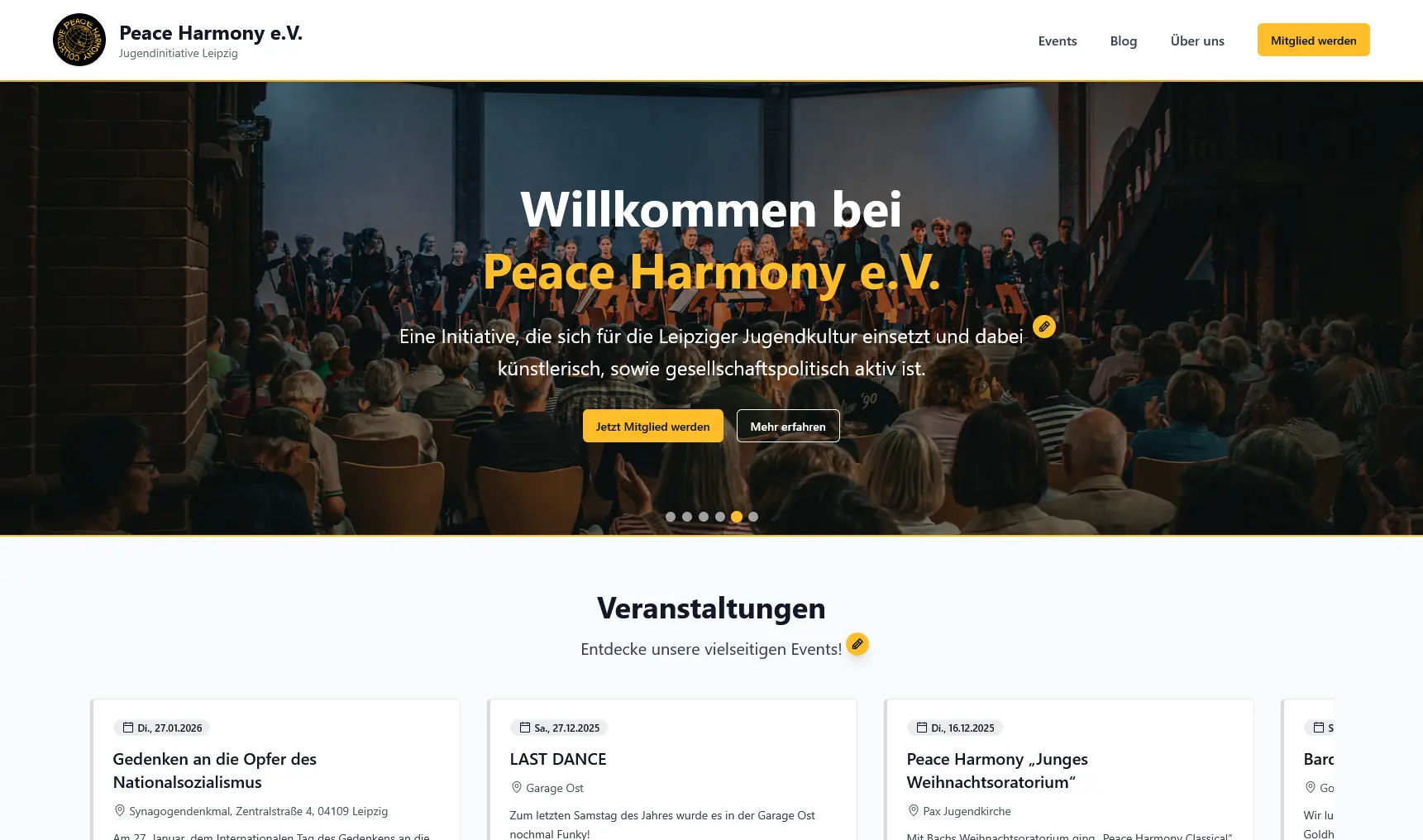 Screenshot Peace Harmony e.V.